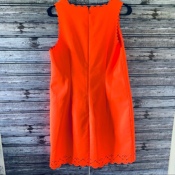 J Crew Bright Orange Laser Cut Shift Dress Size 6 - Picture 3 of 12